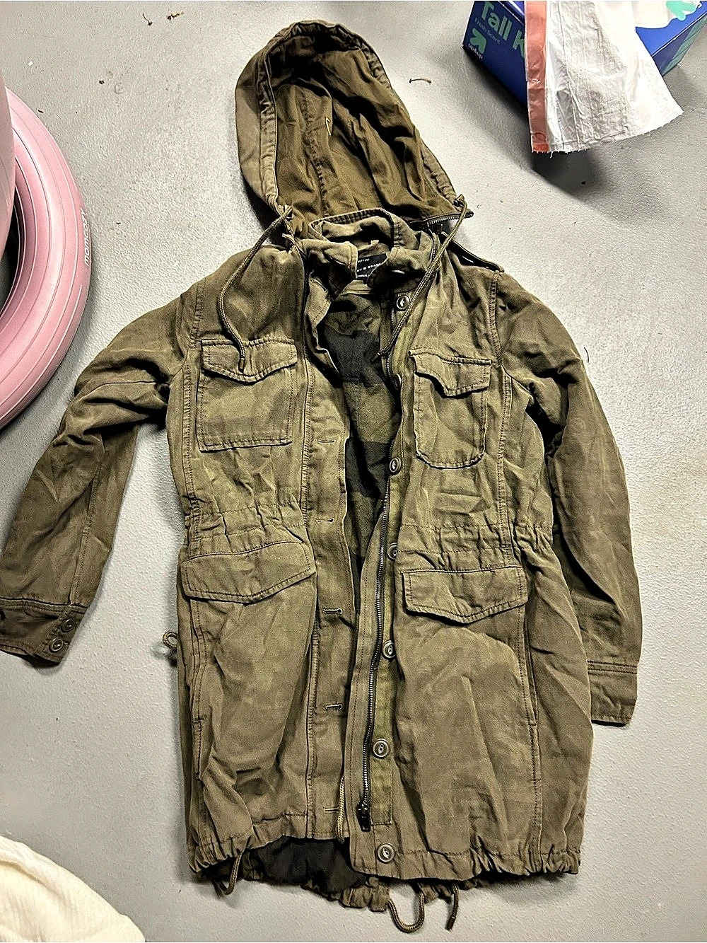 Lucky Brand Hooded Utility Jacket in Green Size Small